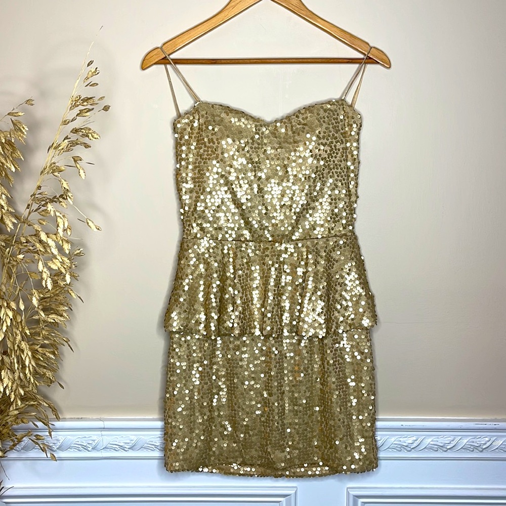as u wish gold sequin dress Strapless Mini Fabric:Sequin